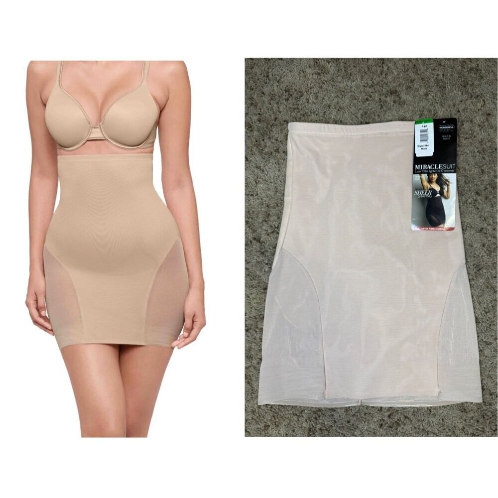 NWT MIRACLESUIT Shape Wear Sexy Sheer Extra Firm Control High-Waist Half Slip L